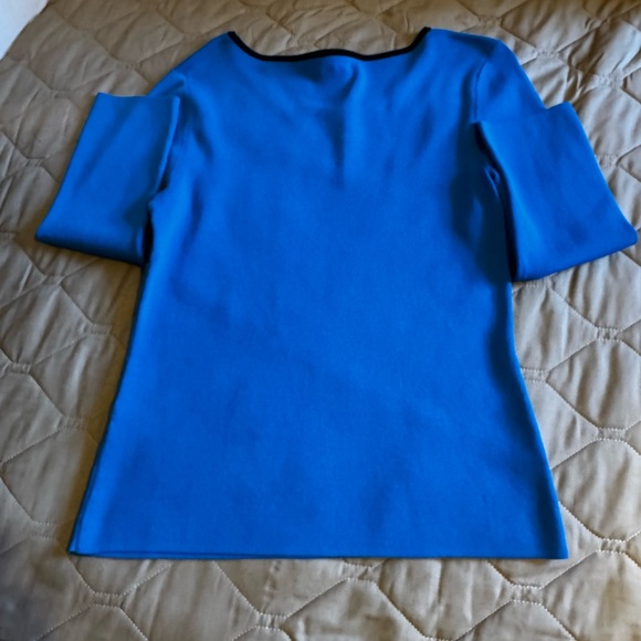 Cable & Gauge Women Blue With Black Stripes Blouse Shirt Long Sleeves Size L - Picture 4 of 9